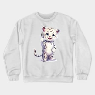 Snow Leopard Singing Crewneck Sweatshirt